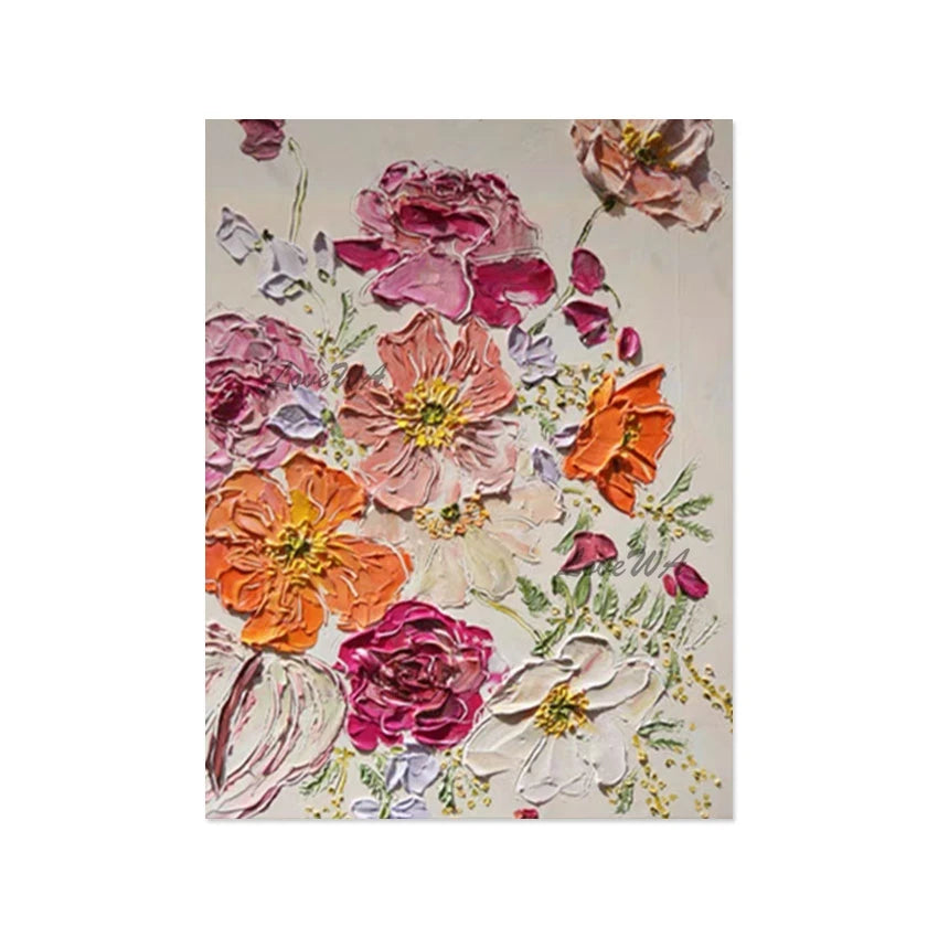 Pink Acrylic Design, Abstract Flowers Oil Paintings, Beautiful Floral Wall, Canvas Picture, No Framed, Art Gallery Showpiece